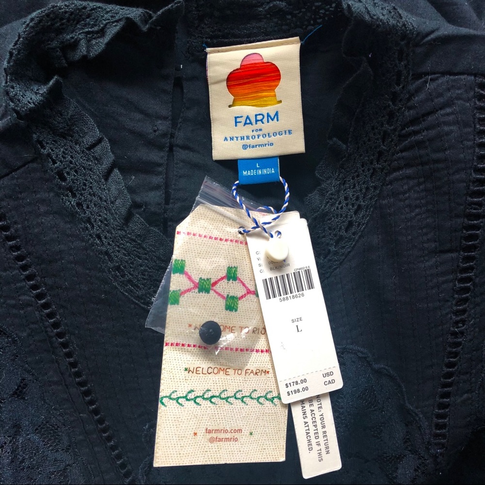 🔴SOLD🔴Anthropologie Farm Rio Black Dress L - Picture 11 of 13